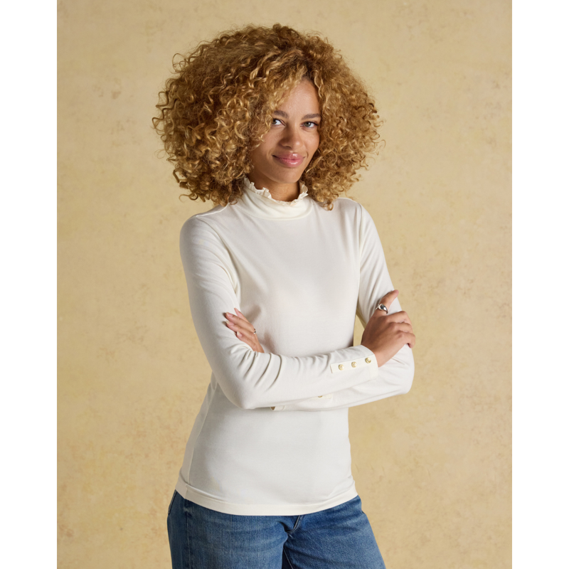 Joules Ladies Amy Jersey Top - Cream-1