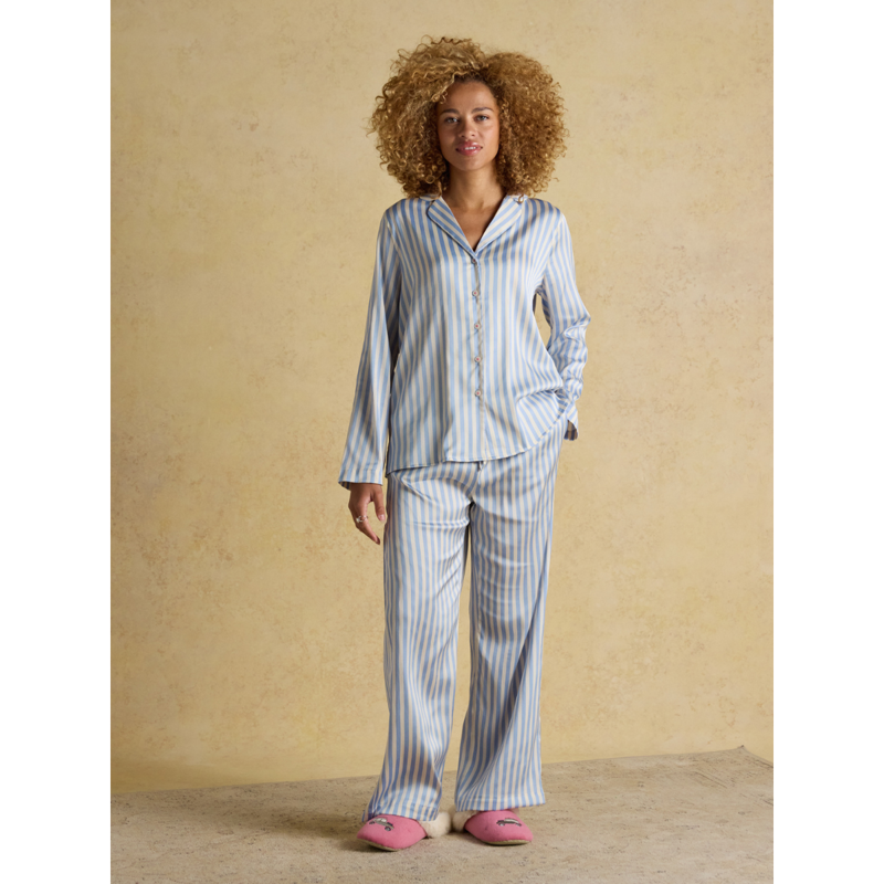 Joules Ladies Bonnie Pyjama Set - Blue Stripe-1