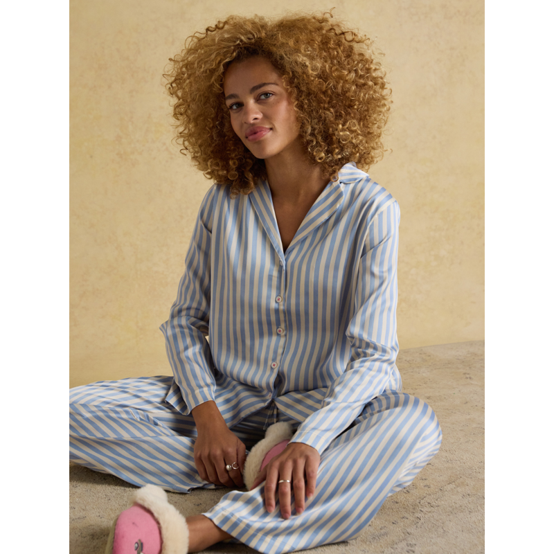 Joules Ladies Bonnie Pyjama Set - Blue Stripe-6