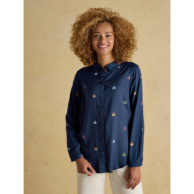 Joules Ladies Elvina 4x4 Print Shirt - Navy-1