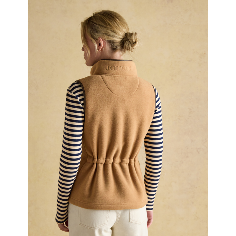 Joules Ladies Heritage Fleece Gilet - Tan Brown-2