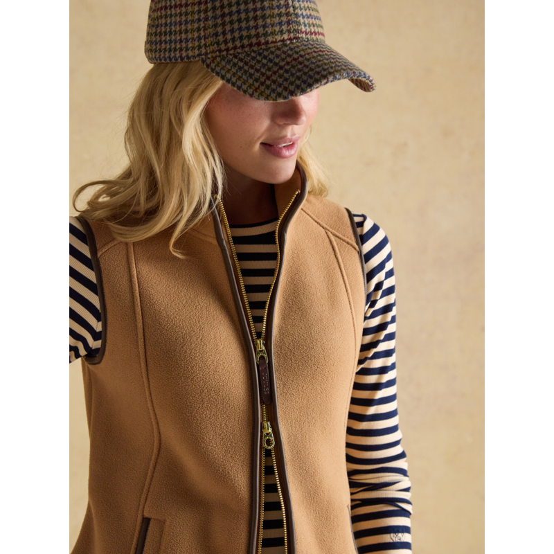 Joules Ladies Heritage Fleece Gilet - Tan Brown-3
