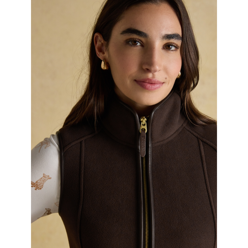 Joules Ladies Heritage Fleece Gilet - Brown-3