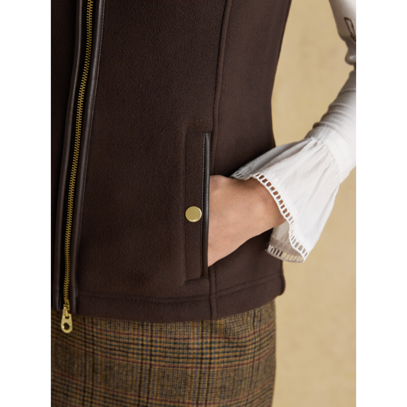 Joules Ladies Heritage Fleece Gilet - Brown-5