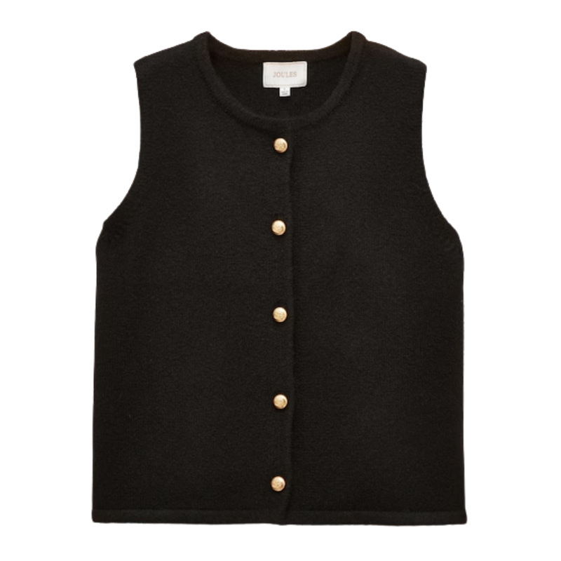 Joules Ladies Holly Button Through Knitted Vest - Black