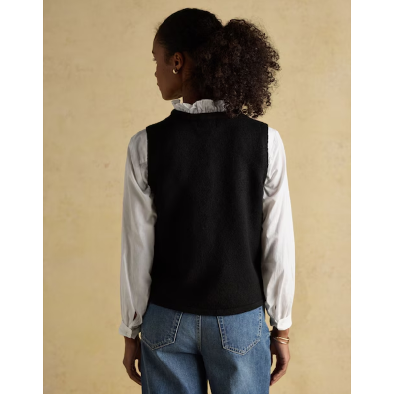 Joules Ladies Holly Button Through Knitted Vest - Black-2