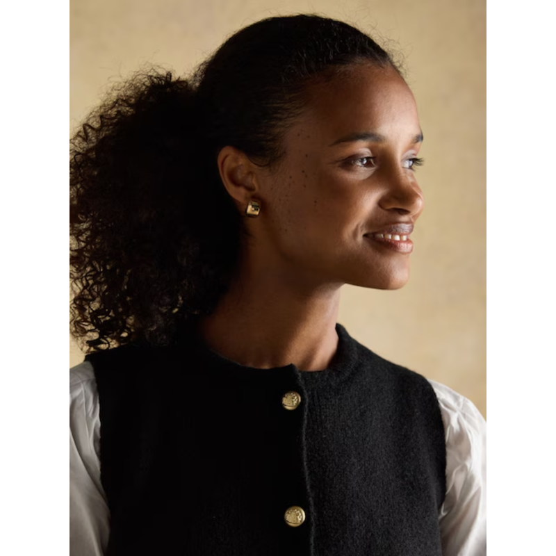 Joules Ladies Holly Button Through Knitted Vest - Black-3