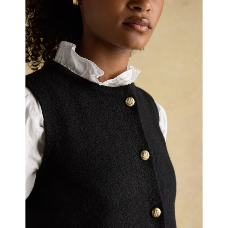 Joules Ladies Holly Button Through Knitted Vest - Black-4