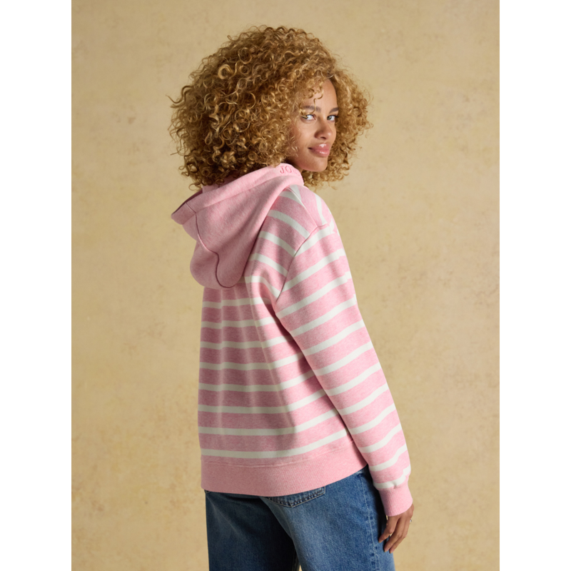 Joules Ladies Milbourne Hoodie - Pink/White Stripe-2