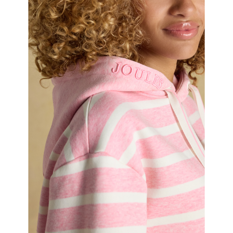 Joules Ladies Milbourne Hoodie - Pink/White Stripe-3