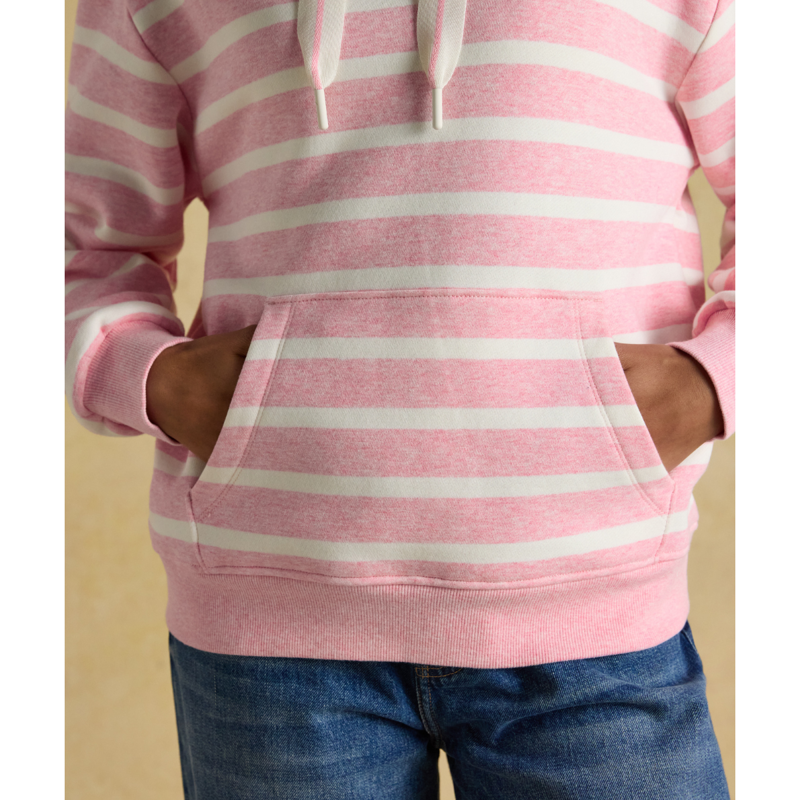 Joules Ladies Milbourne Hoodie - Pink/White Stripe-5
