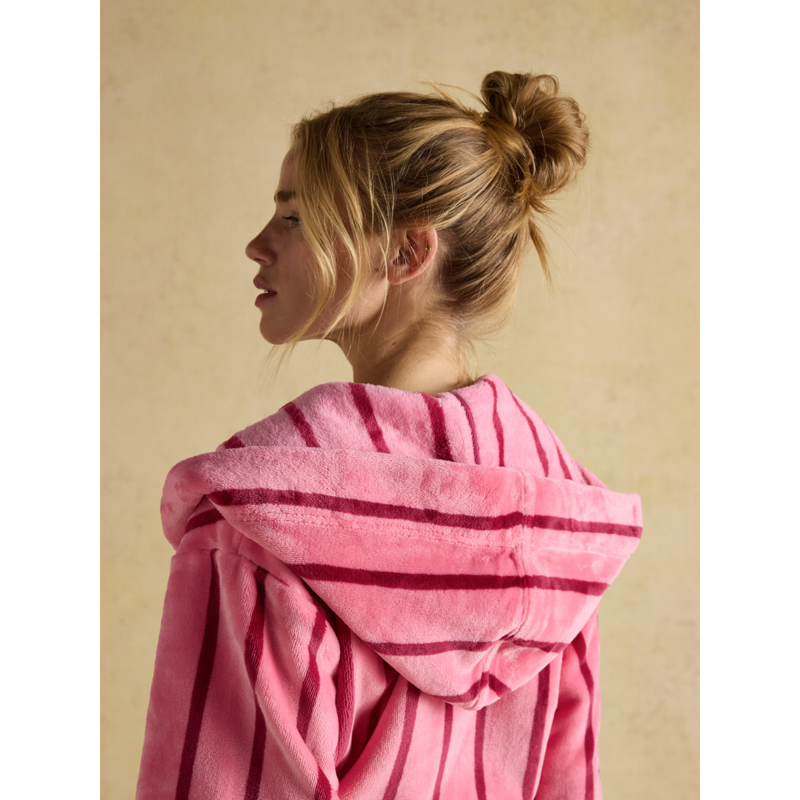 Joules Ladies Luna Dressing Gown - Pink-4