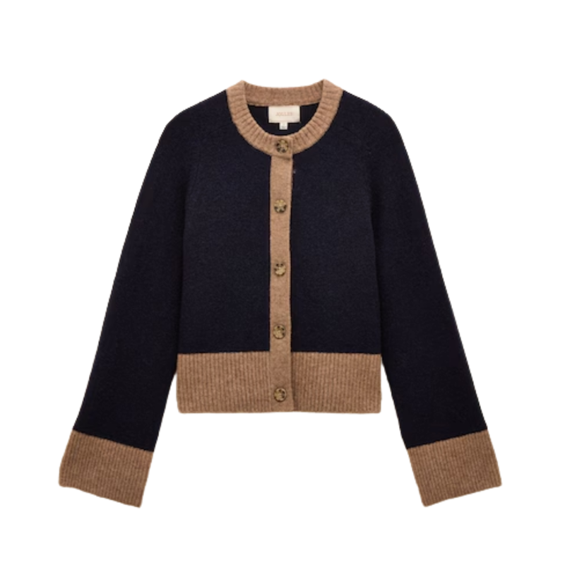 Joules Ladies Nora Knitted Cardigan - Navy/Tan