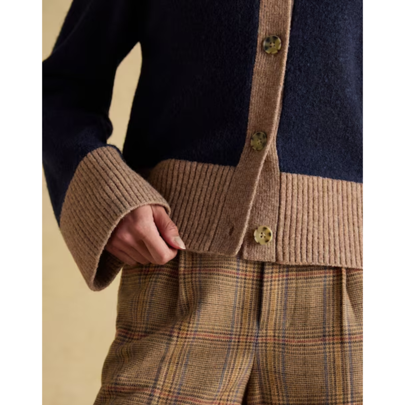 Joules Ladies Nora Knitted Cardigan - Navy/Tan-5
