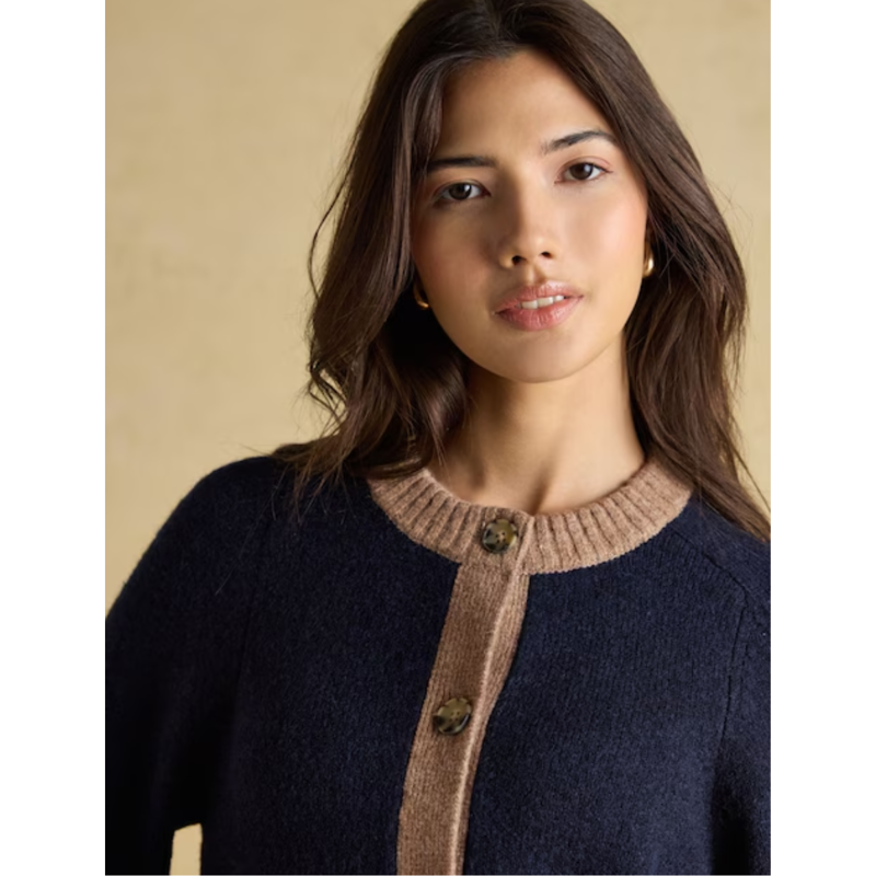 Joules Ladies Nora Knitted Cardigan - Navy/Tan-3