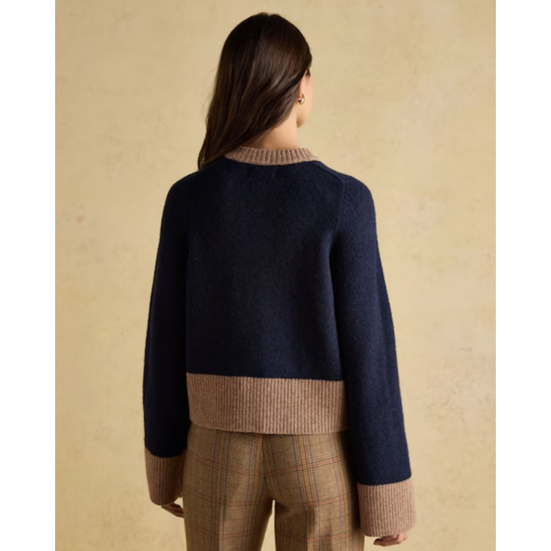 Joules Ladies Nora Knitted Cardigan - Navy/Tan-2