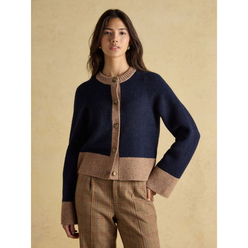 Joules Ladies Nora Knitted Cardigan - Navy/Tan-1