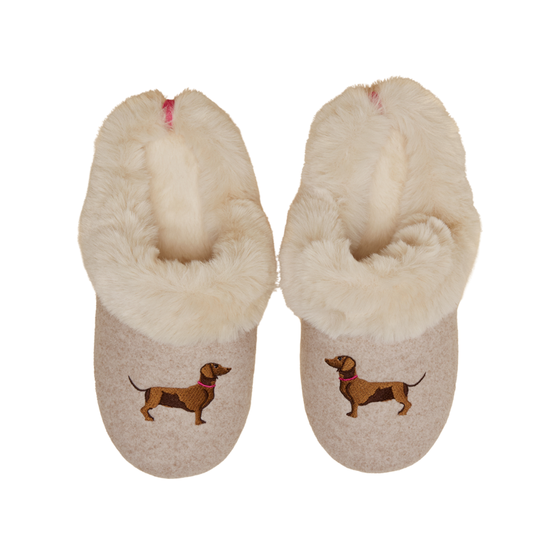 Joules Ladies Slippet Luxe Artwork Slippers - Oatmeal-1