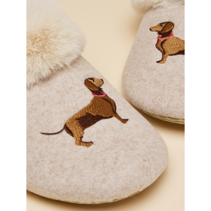 Joules Ladies Slippet Luxe Artwork Slippers - Oatmeal-3