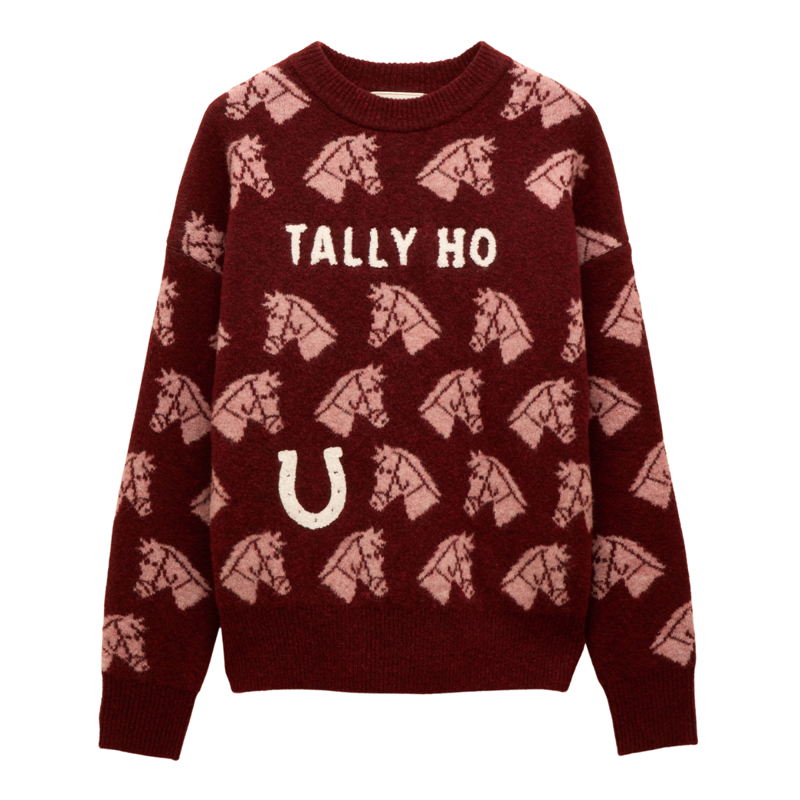 Joules Ladies Tally Ho Intarsia Knitted Jumper - Red