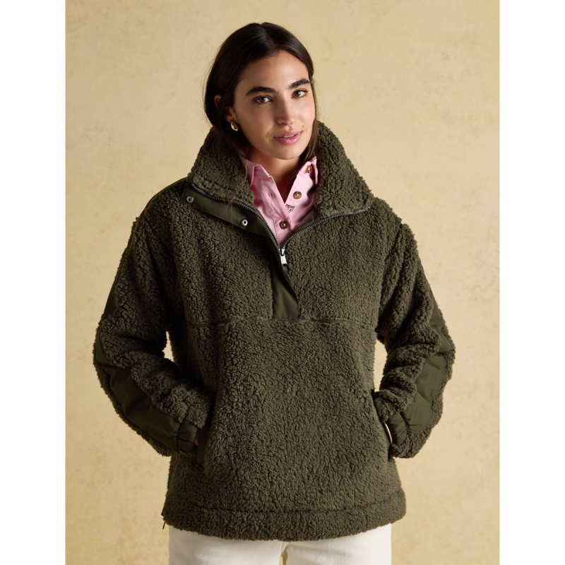 Joules Ladies Tilly Quarter Zip Fleece - Khaki Green-1