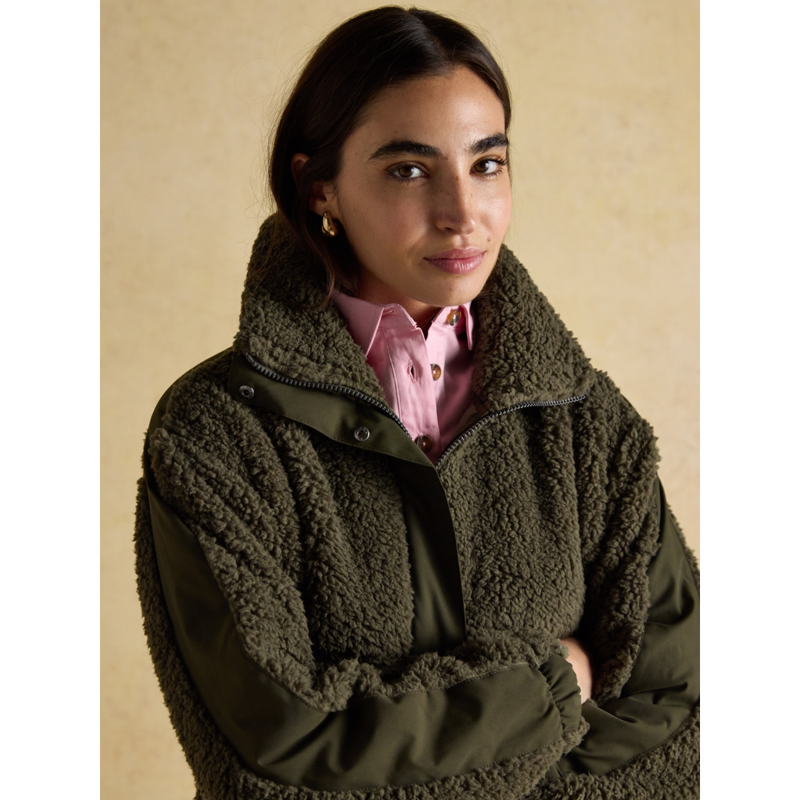 Joules Ladies Tilly Quarter Zip Fleece - Khaki Green-3