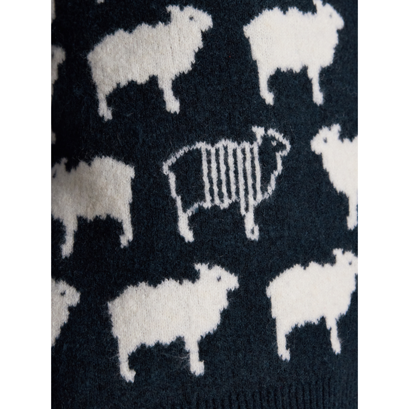 Joules Ladies Tres Sheep Intarsia Knitted Jumper - Navy-4