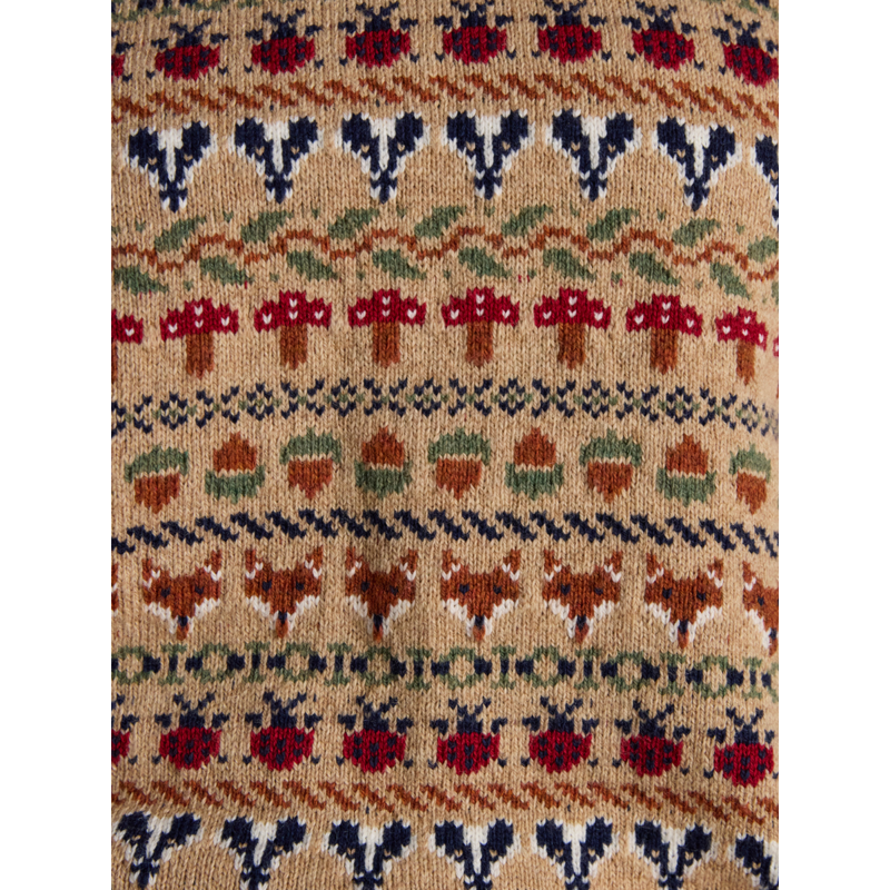 Joules Ladies Woodland Cotton-Rich Intarsia Crew Neck Knitted Vest- Oatmeal-5