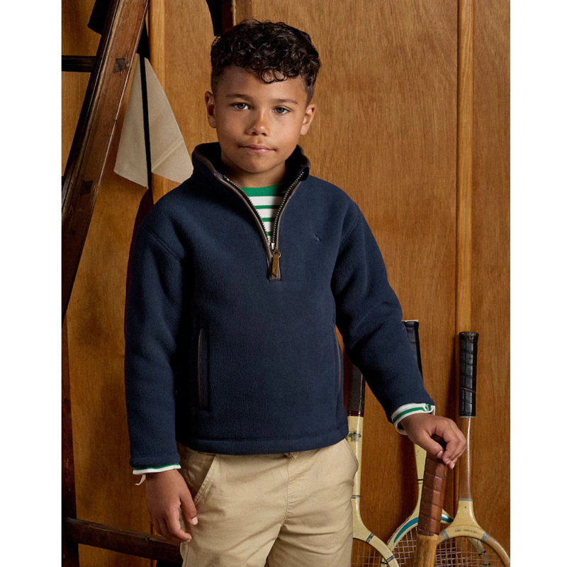 Joules Boys' Heritage Fleece Quarter Zip  - Navy Blue-2