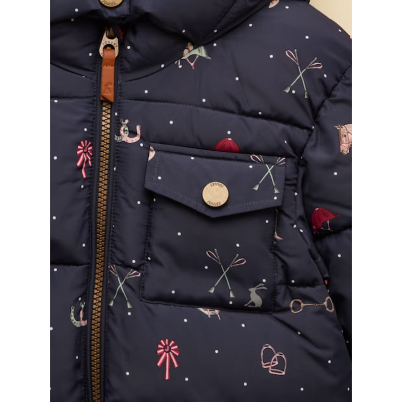 Joules Girls' Emmeline Showerproof Padded Coat - Navy Horse-2