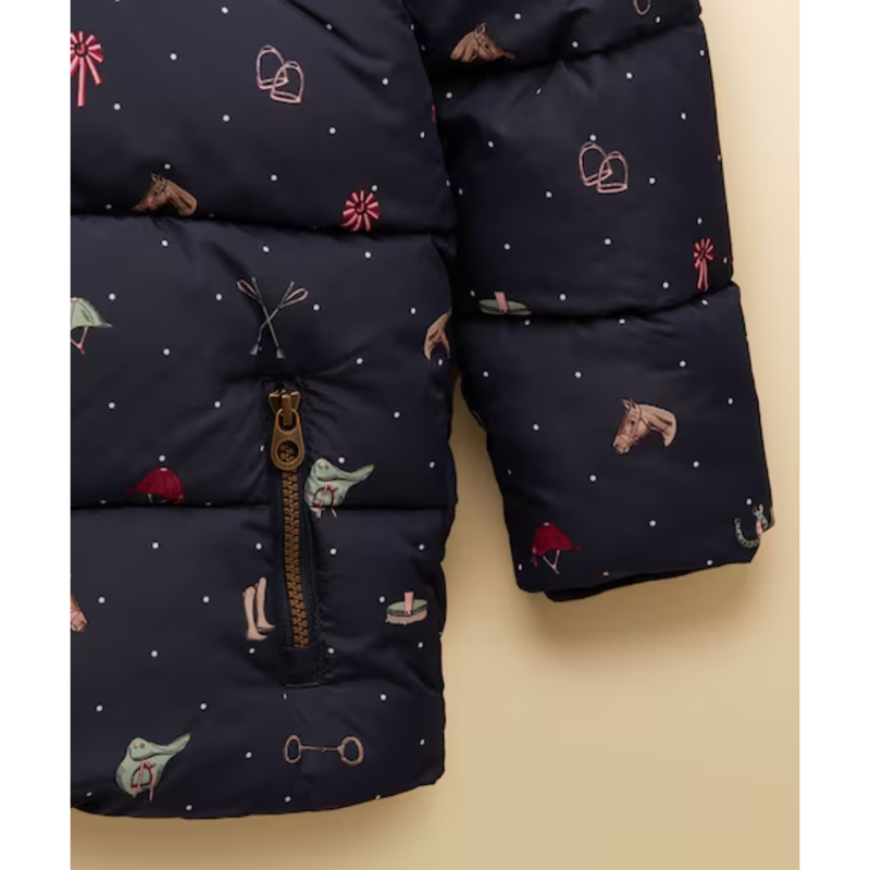 Joules Girls' Emmeline Showerproof Padded Coat - Navy Horse-3