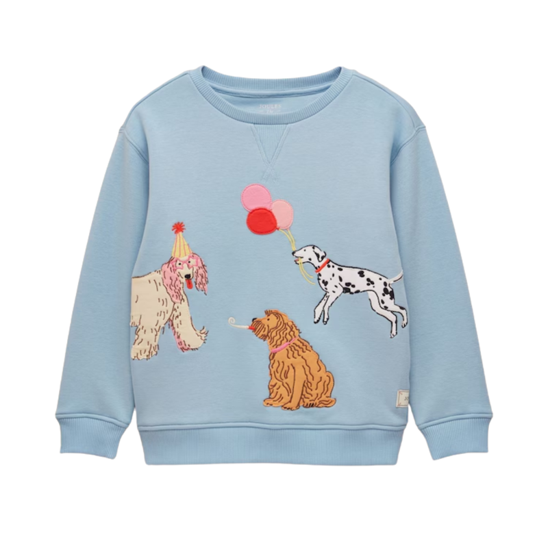Joules Girls' Mackenzie Embroidered Artwork Sweatshirt - Blue