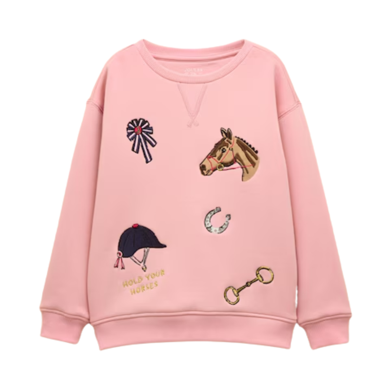 Joules Girls' Mackenzie Embroidered Artwork Sweatshirt - Pink
