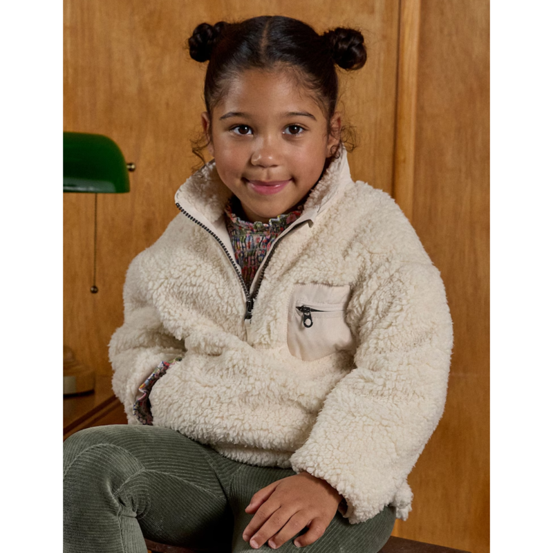 Joules Girls' Tilly Quarter Zip Fleece - Cream-2