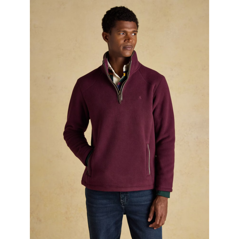 Joules Men's Heritage Quarter Zip Fleece - Burgundy-1
