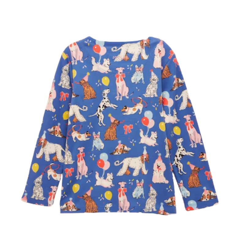 Joules Girls' Harbour Top - Navy Dogs-1