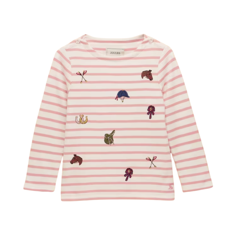 Joules Girls' Harbour Top - Pink/Cream Stripe