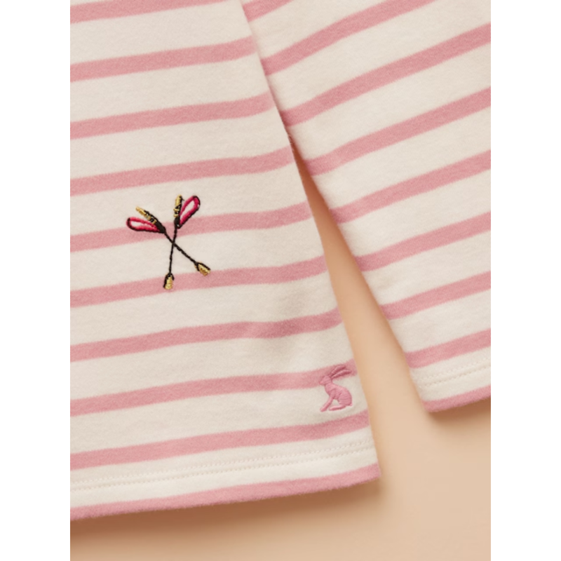 Joules Girls' Harbour Top - Pink/Cream Stripe-2