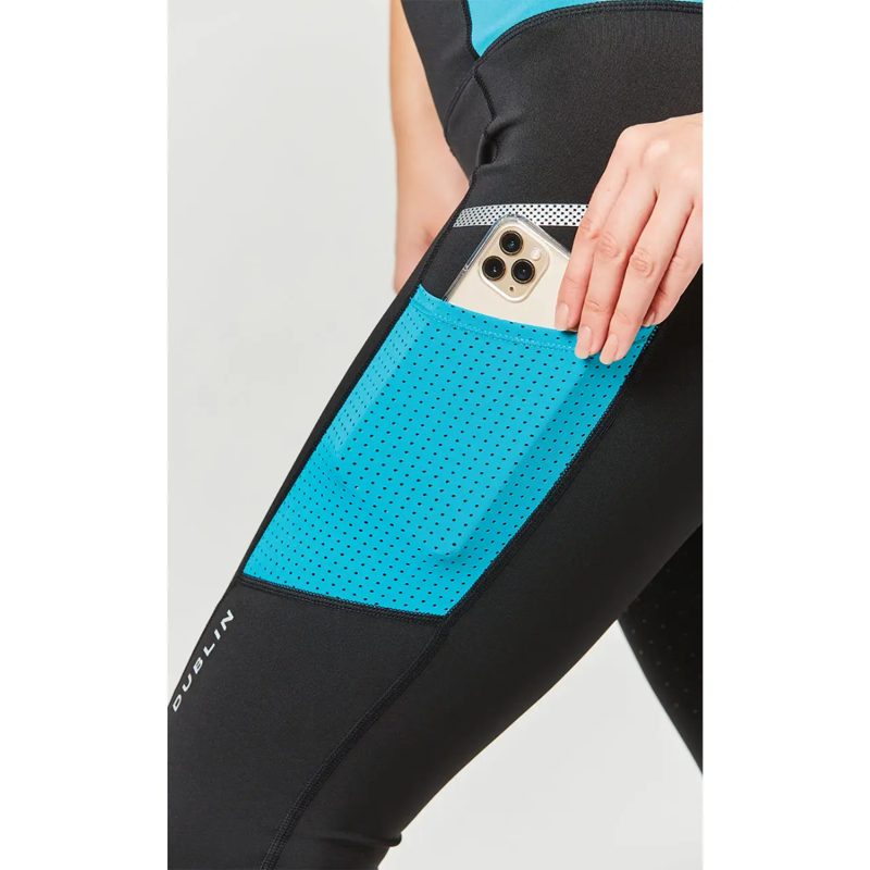 Dublin Ladies Power Performance Mid Rise Colour Block Tights - Aqua-2