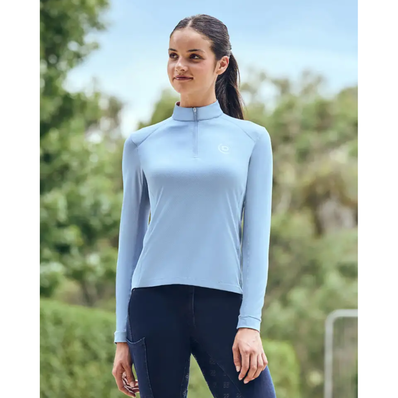 Dublin Ladies Breathable Long Sleeve Riding Top - Blue Fog-1