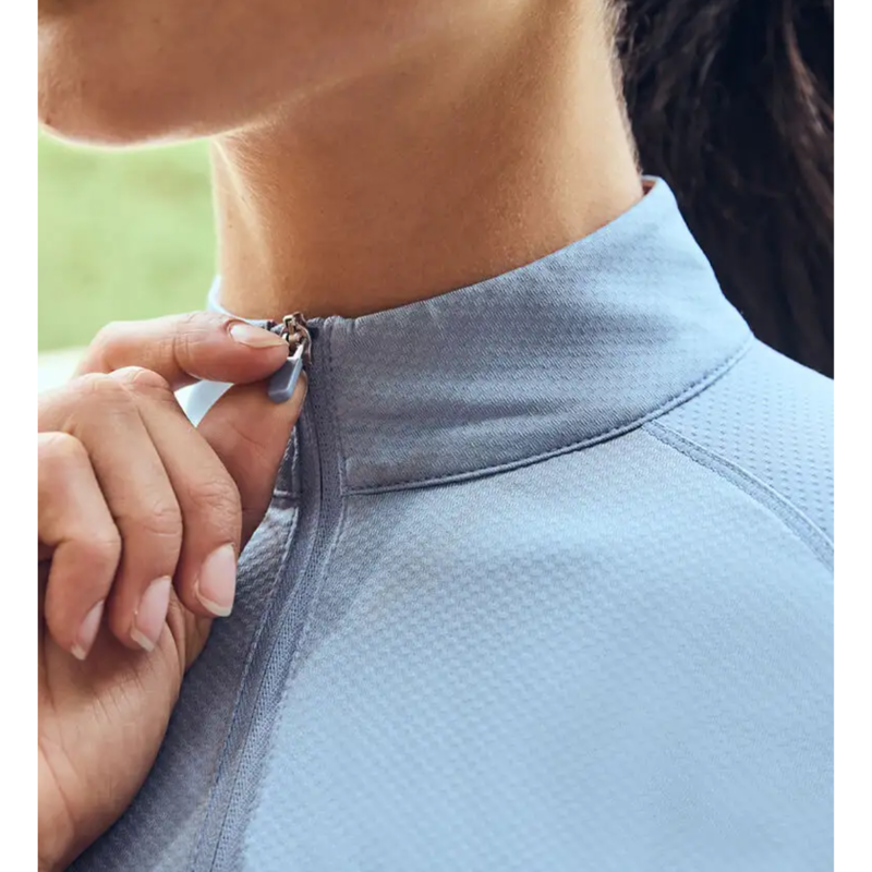 Dublin Ladies Breathable Long Sleeve Riding Top - Blue Fog-2