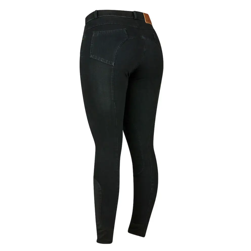 Dublin Ladies Shona Knee Patch Denim Breeches - Ash-1
