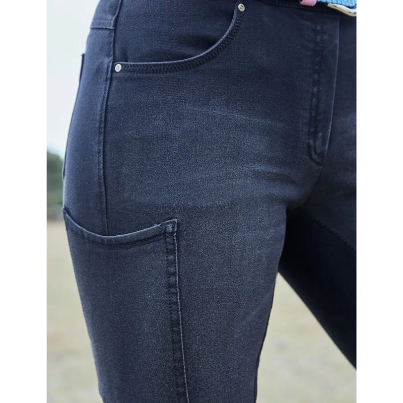 Dublin Ladies Shona Knee Patch Denim Breeches - Ash-2