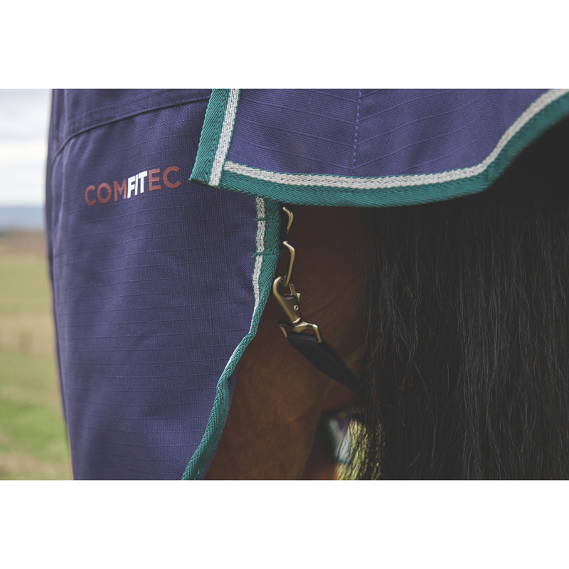 WeatherBeeta ComfiTec Plus Dynamic Turnout High Neck 100g Rug - Navy/Forest Green-8