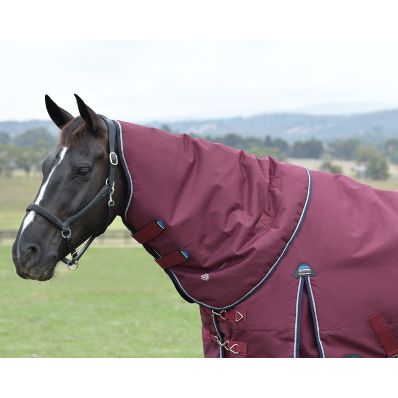 WeatherBeeta ComfiTec Essential Turnout Detach-A-Neck 50g Rug - Burgundy/Navy-1