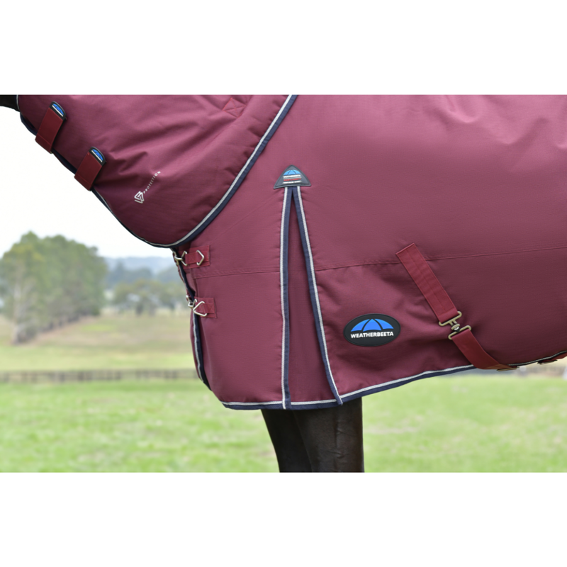 WeatherBeeta ComfiTec Essential Turnout Detach-A-Neck 50g Rug - Burgundy/Navy-5