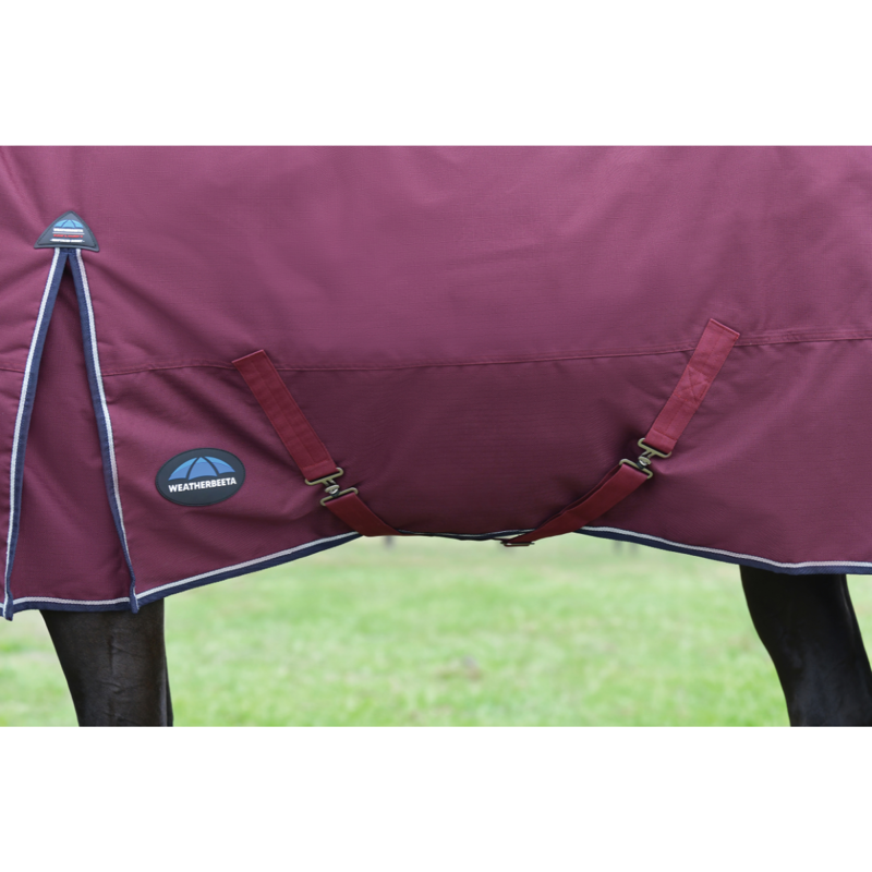 WeatherBeeta ComfiTec Essential Turnout Detach-A-Neck 50g Rug - Burgundy/Navy-6