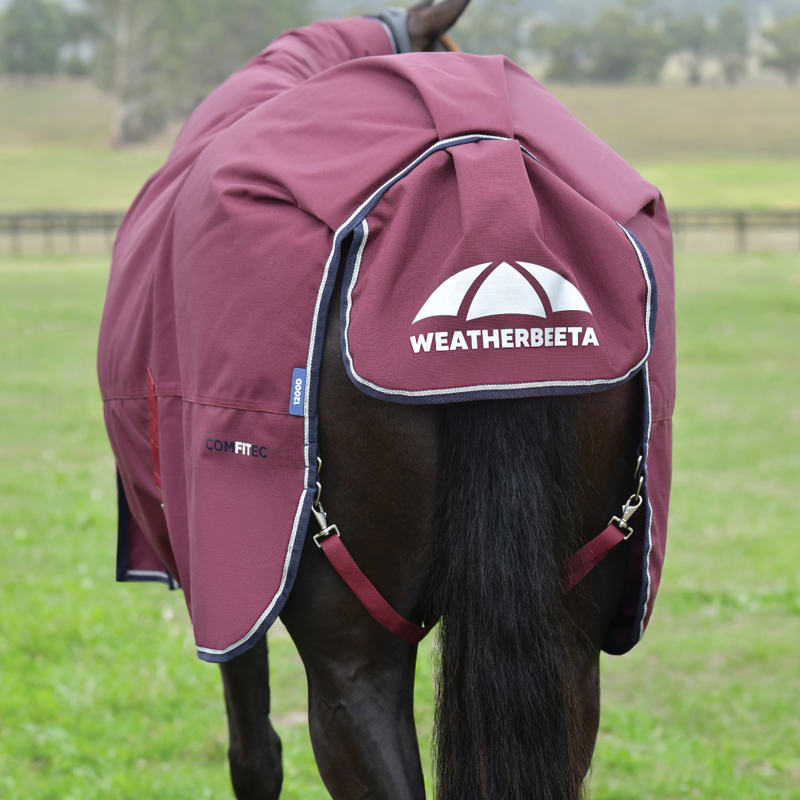 WeatherBeeta ComfiTec Essential Turnout Detach-A-Neck 50g Rug - Burgundy/Navy-9