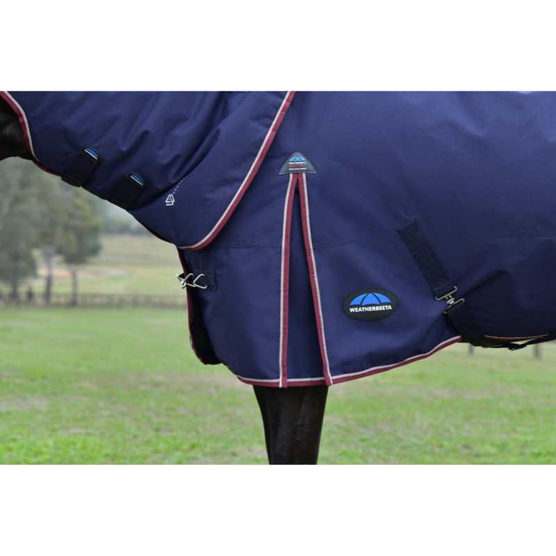 WeatherBeeta ComfiTec Essential Turnout Detach-A-Neck 50g Rug - Navy/Burgundy-4