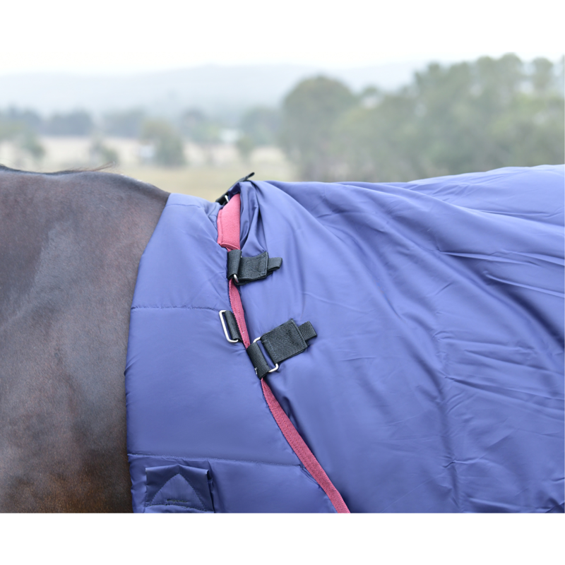 WeatherBeeta ComfiTec Essential Turnout Detach-A-Neck 50g Rug - Navy/Burgundy-7